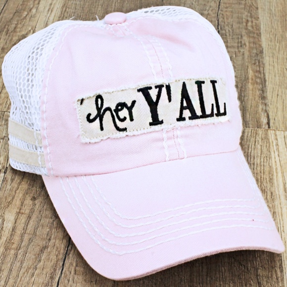 Accessories - Pink Mesh 'Hey Y'all' Cap